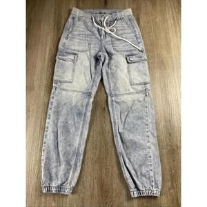 American Eagle Denim Cargo Jogger Jeans Women's 4 Long Light Wash